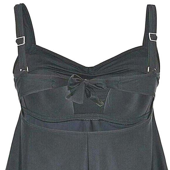 Plus 2Pc Tankini Set Black Womens 3X Dress Size 24 Cinch Front Swimsuit - Picture 8 of 8
